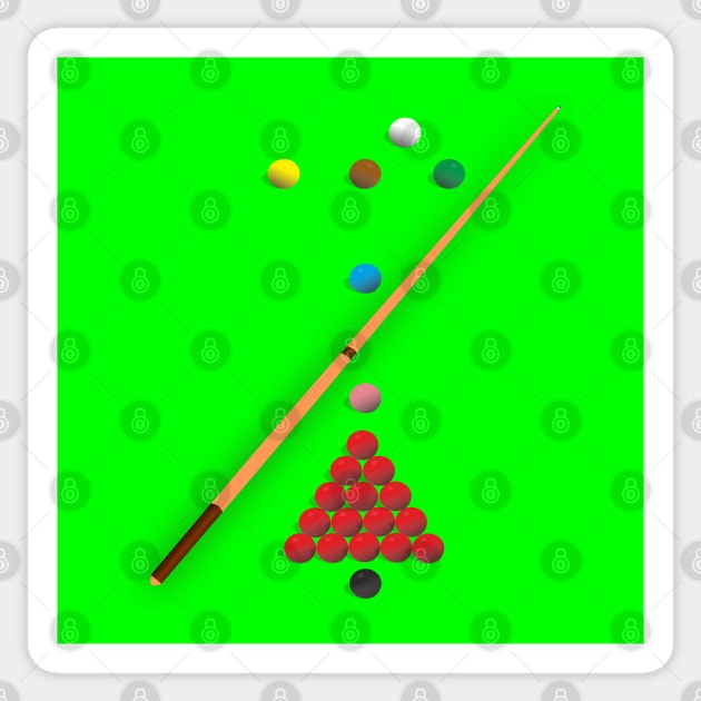 Snooker  design showing all the balls as they are on the table at the start of a frame Sticker by AJ techDesigns